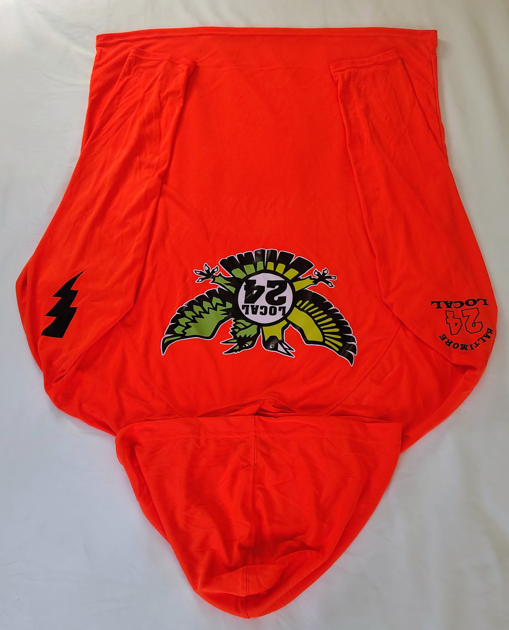 Local 24 Baltimore Oriole performance hoodie with full back graphic and sleeve print